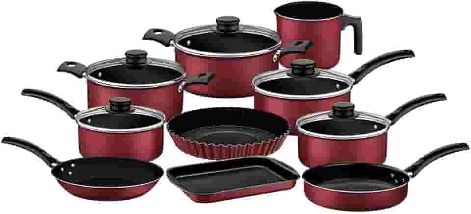 Jogo de Panelas Tramontina Turim Vermelha Antiaderente Starflon Max 10 Peças