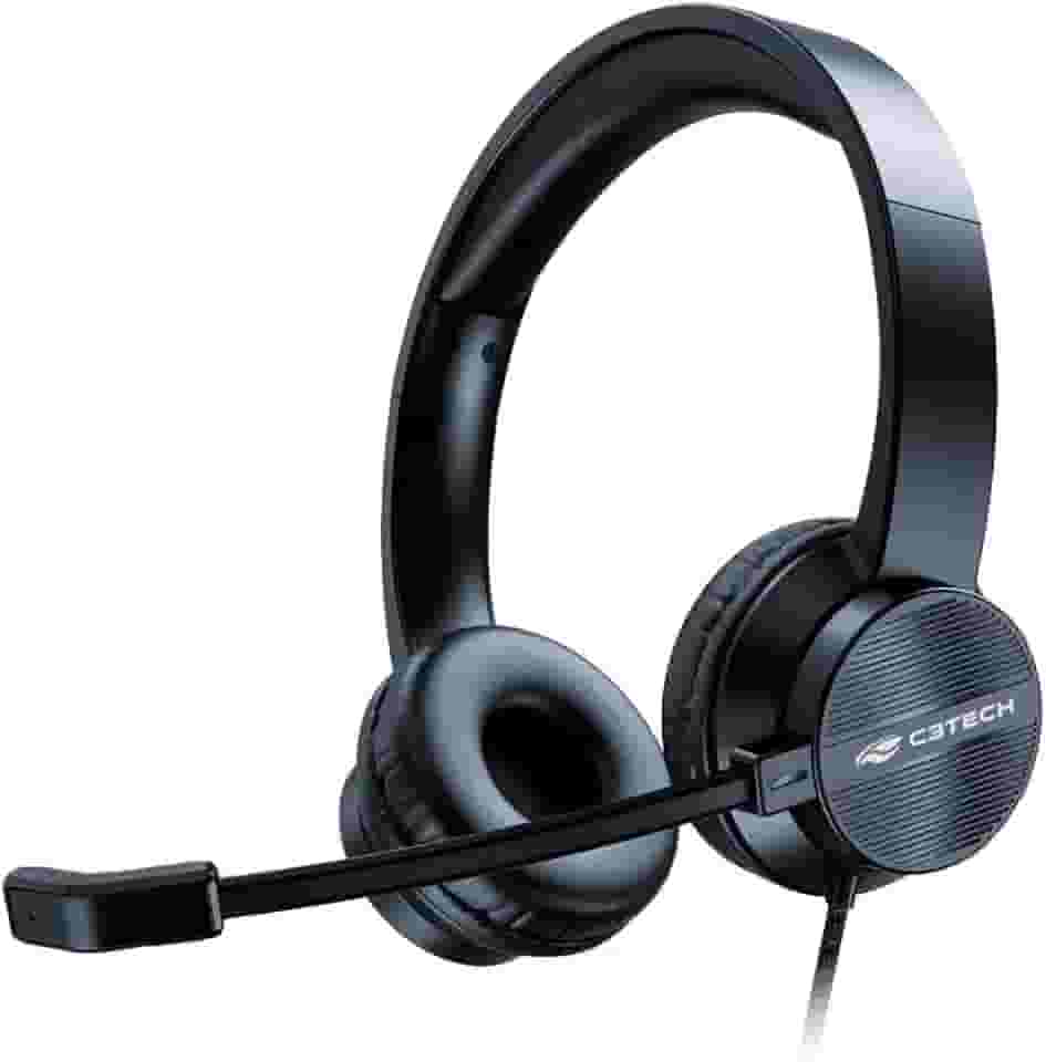 C3tech Headset com fio USB PH-380BK, Preto, Microfone Omnidirecional, Reducao de ruidos, Alto-Falante 40mm