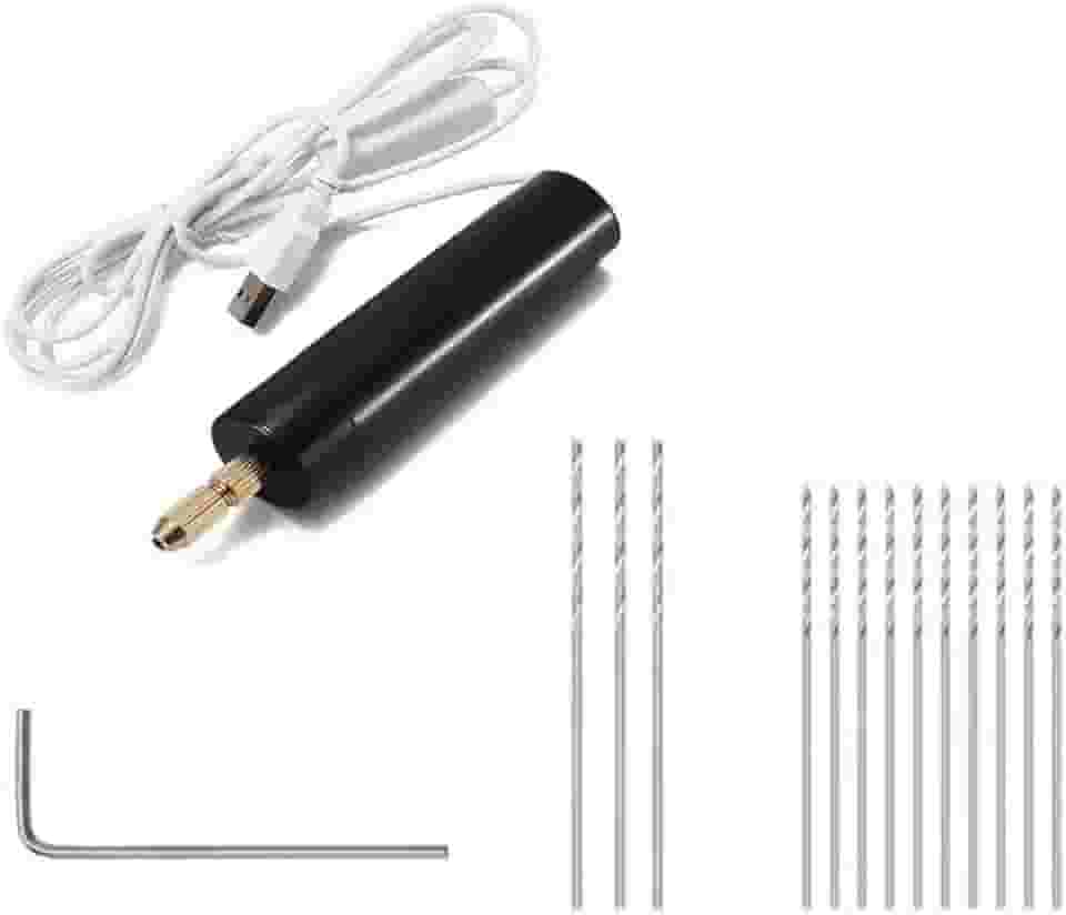 Mini Furadeira USB Portátil para Artesanato, Kit com Brocas, Ideal para Resina, Madeira e Jóias
