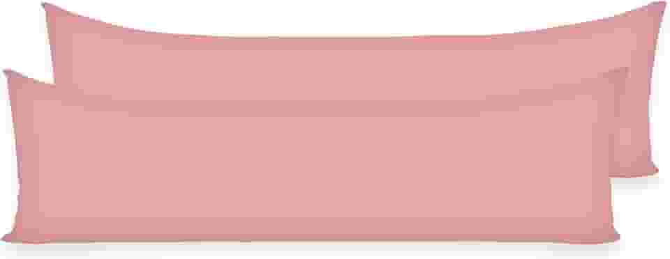 Kit 2 Fronhas C/Zíper 1,30x40cm Percal Flex 400 fios Travesseiro de Corpo Xuxão Toque Macio (rosê)