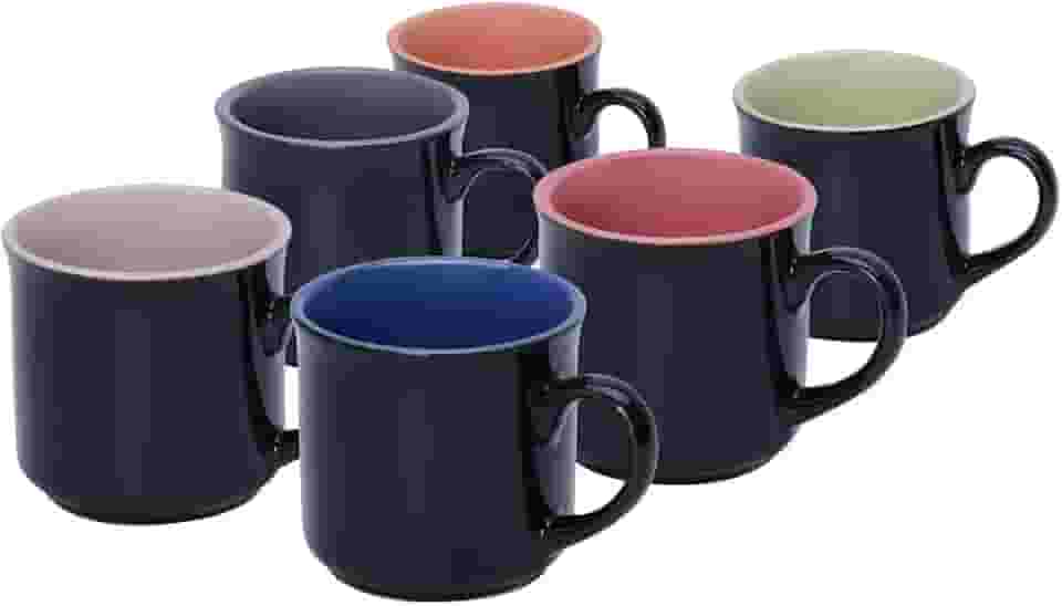 Mimo Style Mini Canecas Para Café Com 6 Peças Multicolor, Material de Cerâmica Com o Melhor Isolamento Térmico, Durabilidade Que Torna o Produto Sustentável (Preta - 90ml)