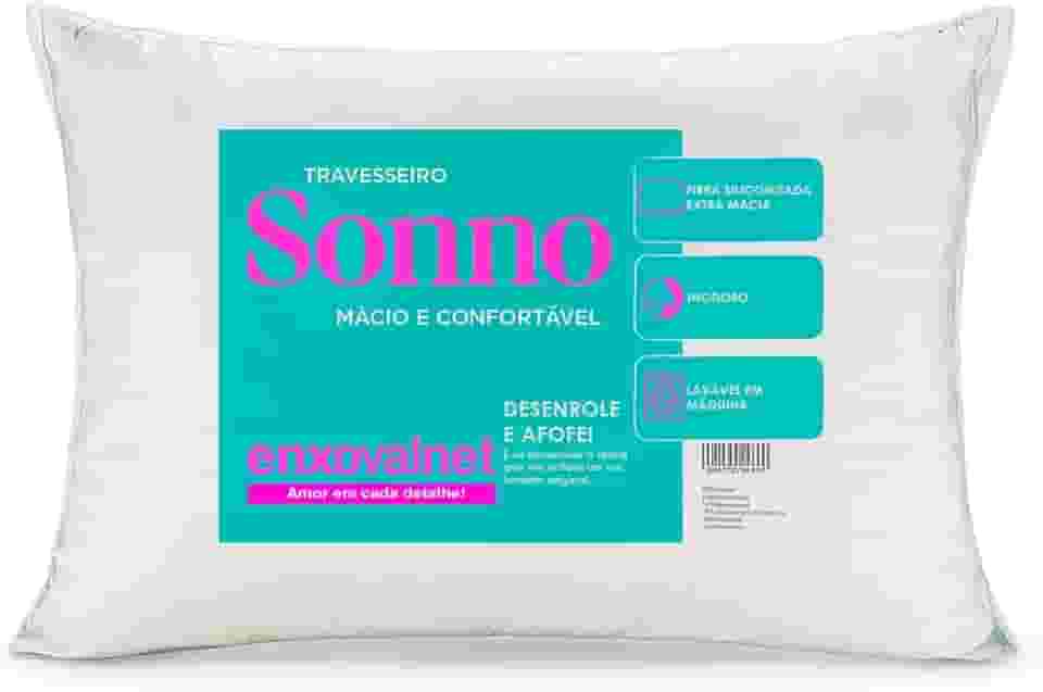 Travesseiro Branco Antialérgico Sonno Macio Toque Fibra Travesseiros Fibra Ganso Pluma