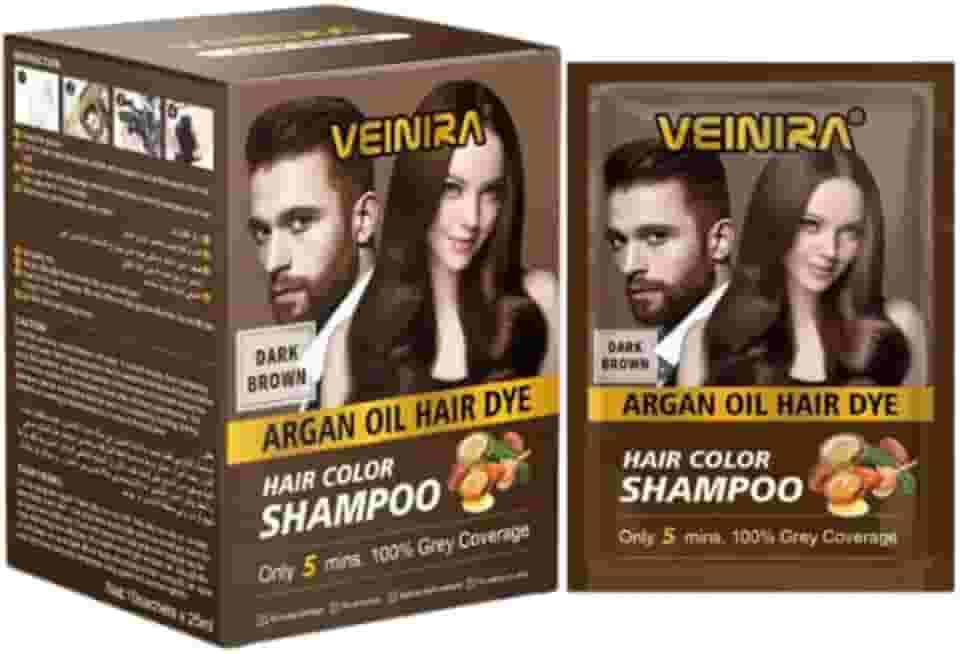 Tonalizante Shampoo Cabelo Veinira 10 X 25ml Castanho Escuro