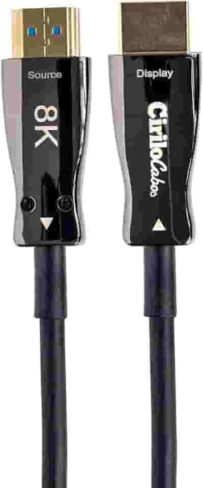 Cirilo Cabos: Cabo HDMI 2.1 8K de Fibra Óptica com Conectores Banhados a Ouro (5m) | Suporte 8K@60Hz, 4K@120Hz, HDR, VRR e Áudio Imersivo | Ideal para TVs OLED, QLED, PS5 e AV de Alta Performance