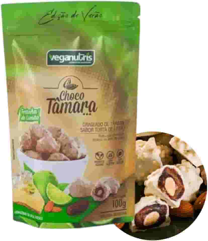 BOMBOM VEGANO DE TÂMARA SABOR TORTINHA DE LIMÃO E CHOCOLATE BRANCO AO LEITE DE COCO CHOCOTÂMARA VEGANUTRIS 100G
