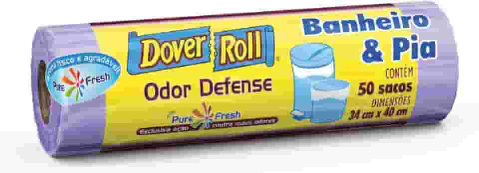Dover-Roll Odor Defense Banheiro & Pia Lilás, Rolo com 50 Sacos para Lixo Pure Fresh