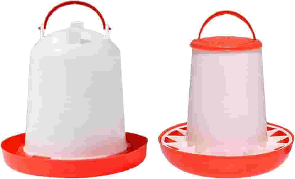 Conjunto de Comedouro E Bebedouro para Galinhas, Dispensador Automático de água E Ração, Balde para água Anti-desperdício, 23x20cm 25x26cm