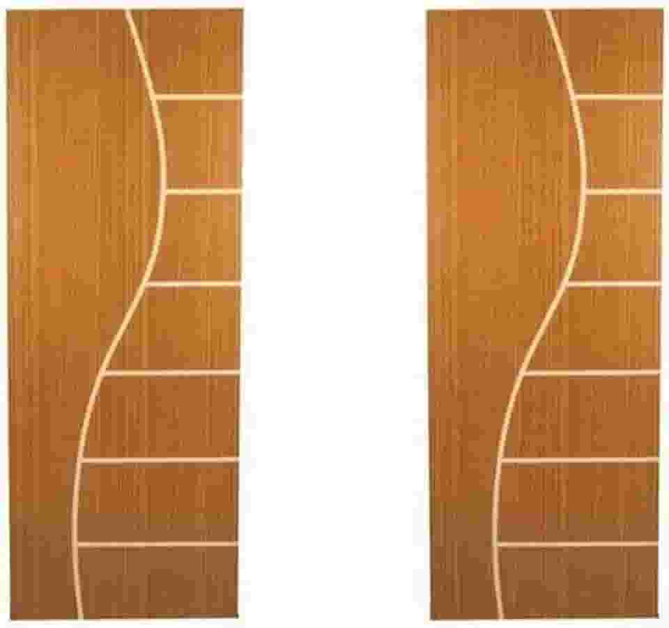 Kit com 2 Folhas de Porta Madeira Decorada 210x70cm Espessura 3,5cm Cantareira Mogno