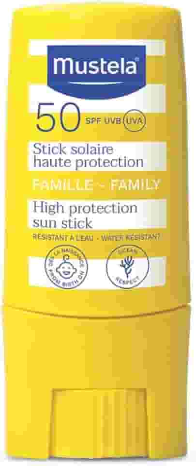 Mustela Protetor Solar Stick FPS 50 8g - Filtro solar facial bastão - Alta proteção contra raios UVA e UVB para Bebês, Crianças e Adultos - Fórmula hipoalergênica com Abacate Orgânico - Mustela Bebê