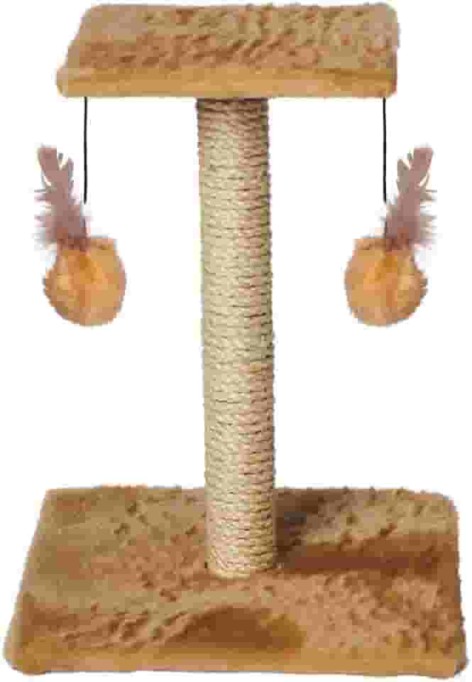 Arranhador Para Gatos Poste Com Brinquedo Duplo Exclusivo (Bege)