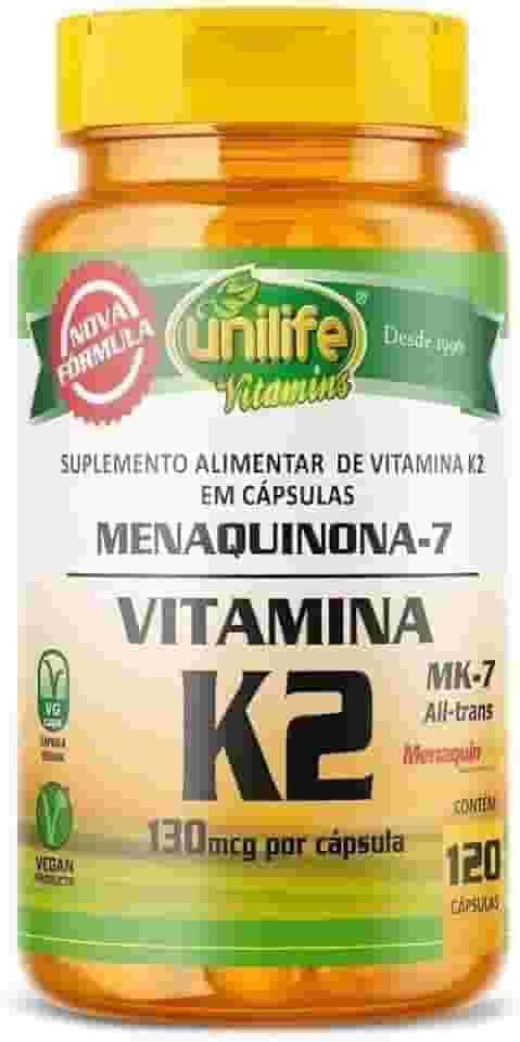 Vitamina K2 Mk7 130mcg Unilife Menaquinona 120 Cápsulas