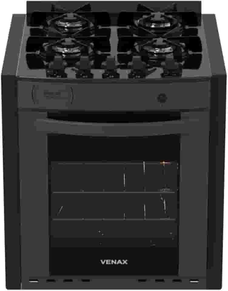 Fogao de Embutir 4 Bocas Venax Gaudi Prisma Vitreo Bl Grafite Gas Glp