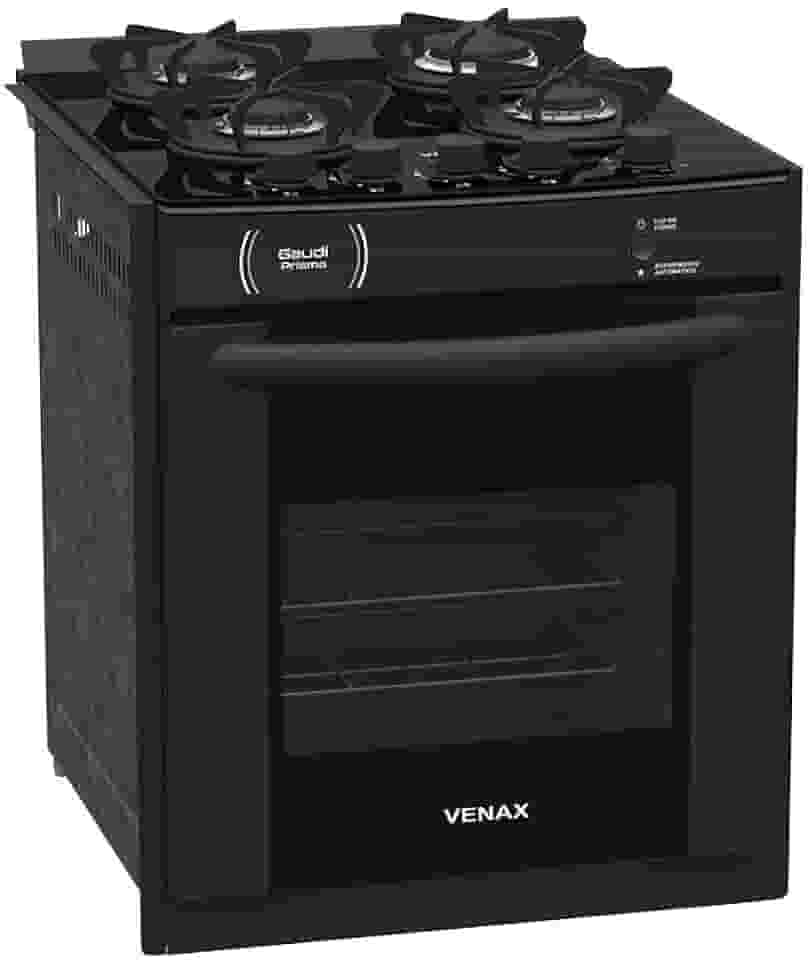FOGAO A GAS DE EMBUTIR GAUDI PRISMA VITREO 4Q PRETO GAS GLP