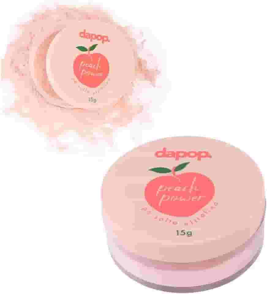 Pó Solto Finalizador Dapop - Maquiagem Ultrafina Pêssego - Controle de Oleosidade e Poros - Sem Flashback - Translúcido