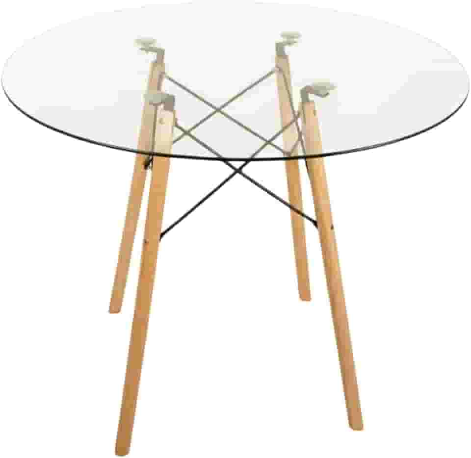 Mesa Jantar Eiffel Charles Eames Quadrada Tampo Vidro Redondo ou Quadrado Temperado 6mm Jt Home (TAMPO REDONDO, 70CM)