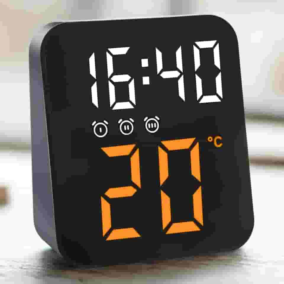Relógio Digital - Ideal para Mesa e Parede - Display de Led com Luz Noturna, Exibe Temperatura, Função de Despertador, Carregável via USB ou Pilha