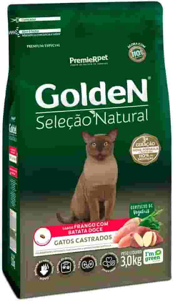 PremieR Pet Golden Seleção Natural Ração Seca para Gatos Castrados Sabor Frango com Batata Doce 3kg