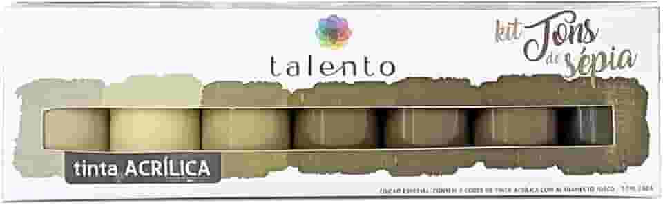 Tinta Acrílica Para Artesanato Talento, 7 Cores de 37ml, Tons de Sépia