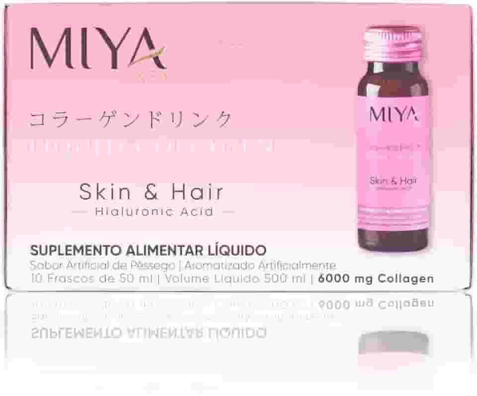 Colágeno Líquido Skin and Hair Miya Kea | Programa de 10 dias | Fórmula Avançada com 6000mg de Peptídeos de Colágeno | Hidratação e Elasticidade para Pele e Cabelos | Sabor Pêssego