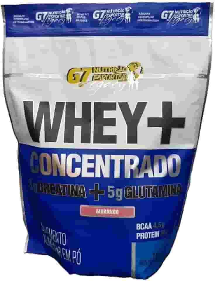 WHEY CONCENTRADO + 3g CREATINA + 5g GLUTAMINA - REFIL 1KG - SABOR MILKSHAKE MORANGO - G7 NUTRIÇÃO ESPORTIVA LEGACY