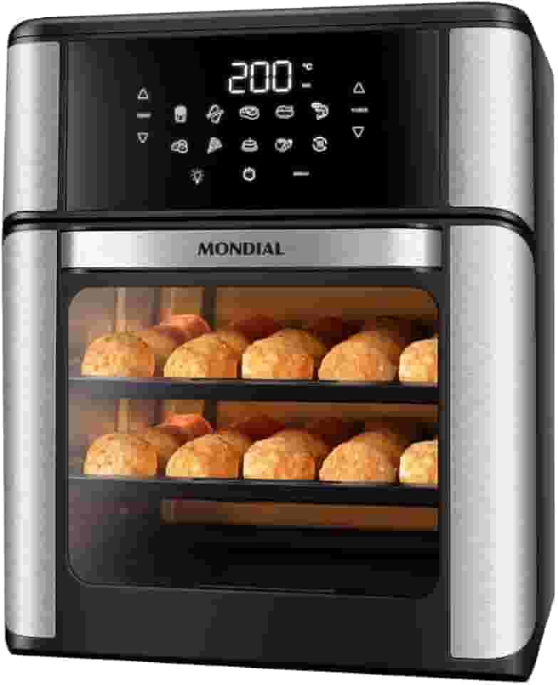 MONDIAL Fritadeira Air Fryer Forno Oven 12L, Preto/Inox, 2000W, 110V - AFON-12L-BI