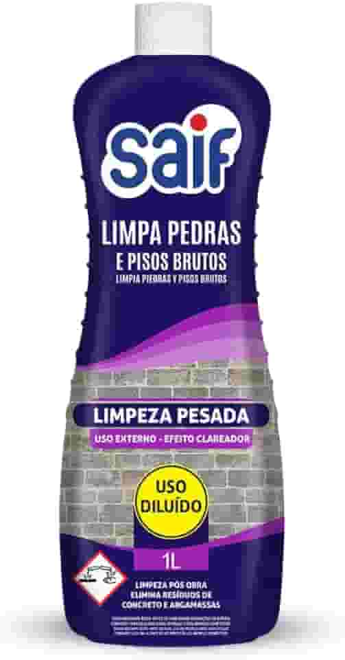 Limpa Pedras E Pisos Brutos Saif 1L, Saif, Limpador De Piso Bruto E Pedras, Lilás, Limpeza Pesada Com Efeito Clareador, Facilitando Sua Vida, Maximizando Toda Limpeza