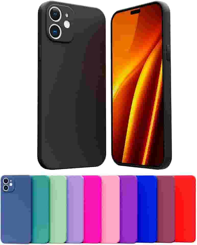 Capa Capinha Case Compatível Apple iPhone 12 Silicone Aveludada Com Proteção De Câmera [NOBRE STORE] (PRETO)