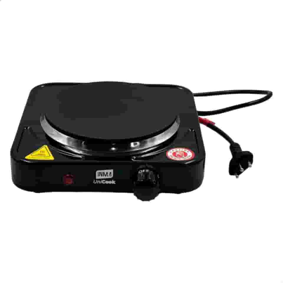 INMA, Fogão Elétrico, Fogão 1 Boca, Fogão Portátil, Cooktop, UniCook, Fogão de Mesa, Fogão Para Mesa, Fogareiro De Mesa, Fogareiro 1 Boca Inox,1000w (Preto 110v)