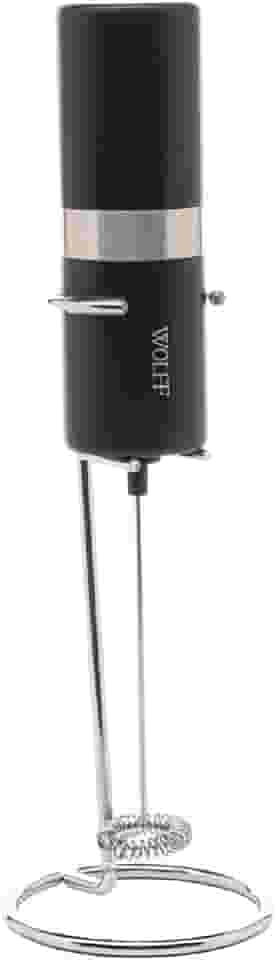 WOLFF - Mixer Elétrico para Bebidas de Aço Inox e Plástico com Suporte - motor potente - serve para bater ovos - misturador