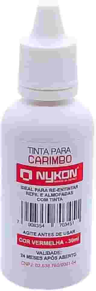 Tinta para Carimbo 30ml Nykon – Refil para Carimbos e Almofadas, Secagem Rápida, Alta Durabilidade, Ideal para Escritórios e Uso Profissional (Vermelho)
