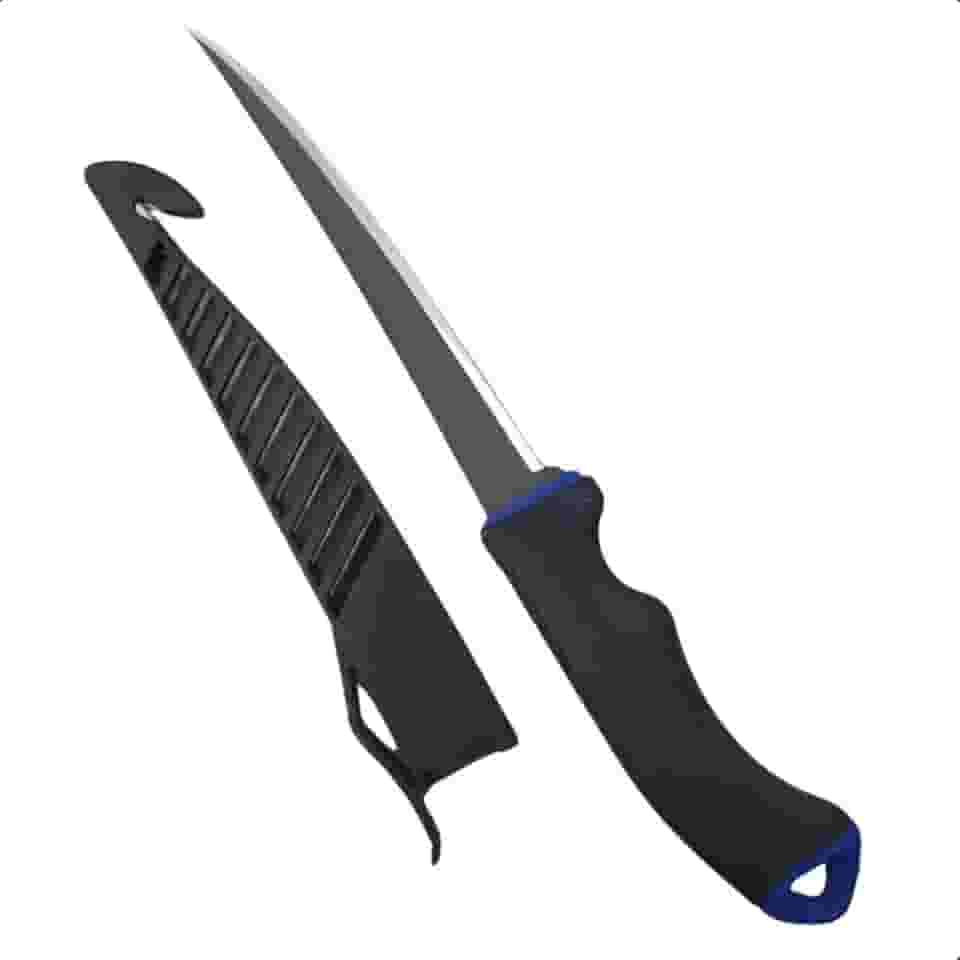 MARINE SPORTS, FACA FILETEIRA MARINE SPORTS MFK75T 7.5" (19CM) ACO INOXIDAVEL C/BAINHA E AFIADOR