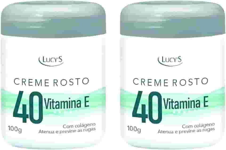 Kit 2 Cremes Facial 40 Para Rugas Antirrugas Antissinais Clareador Com Colágeno e Vitamina E 100g