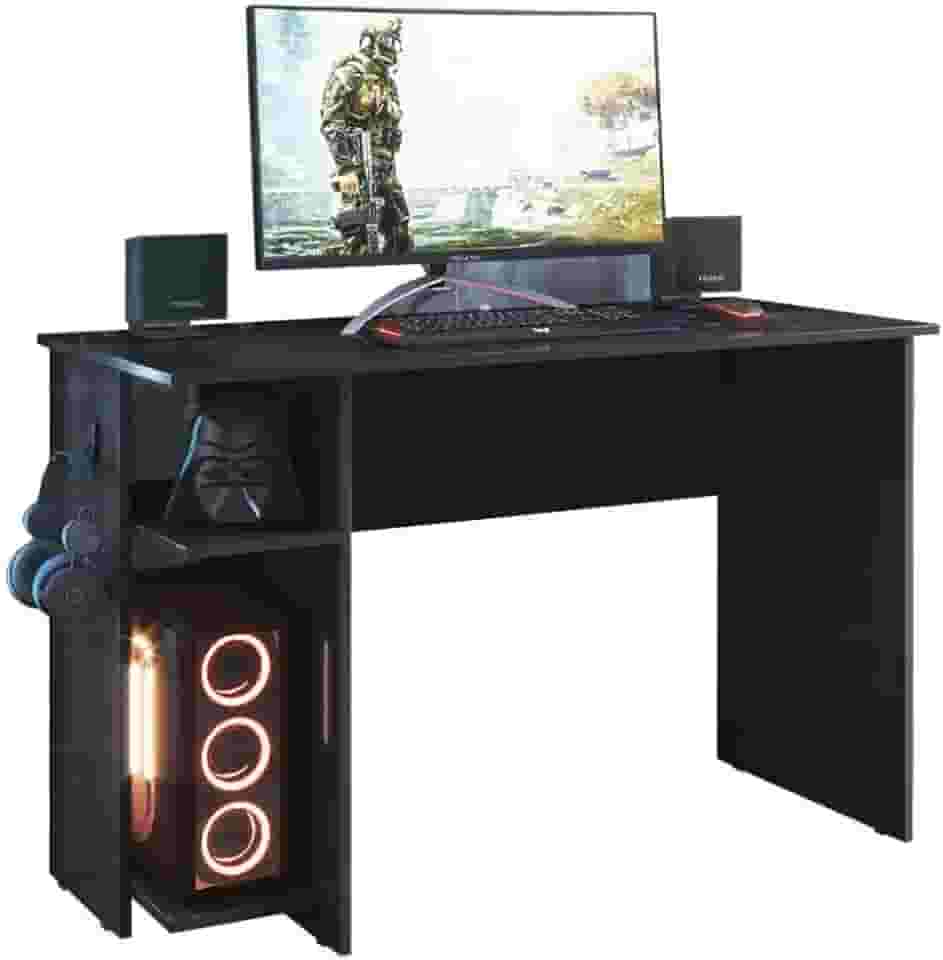 Escrivaninha Gamer Mesa De Escritorio Com Suporte De Fone Preto