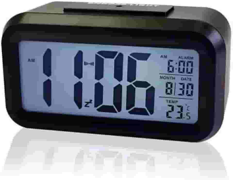Relógio Digital de Mesa Despertador de Cabeceira Inteligente com Sensor de Temperatura Cabeceira Premium (Black)