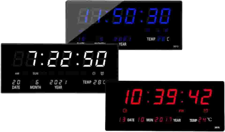 RELÓGIO de Parede LED DIGITAL Super Grande Para Academia Consultorio Sala de Espera Alto Brilho com Termômetro Data e Hora Alarme e Cronometro 3x15x36 BAnpinSH