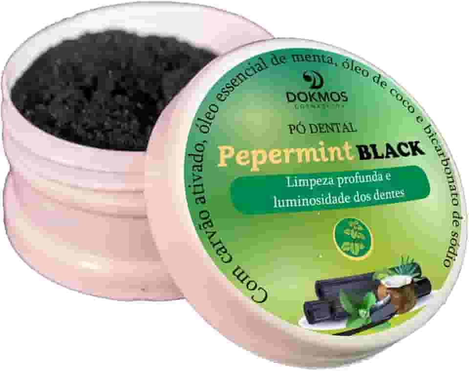 Pó Dental Carvão Ativado Pepermint Black Limpeza Profunda E Luminosidade Dos Dentes