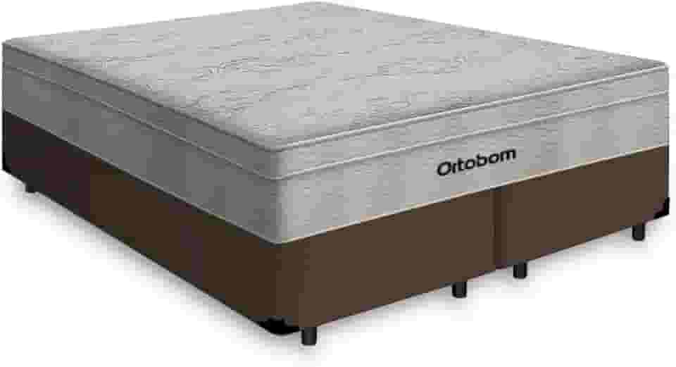 Cama Box + Colchão de Molas Ensacadas - AirTech SpringPocket - Ortobom (MARROM, Queen)