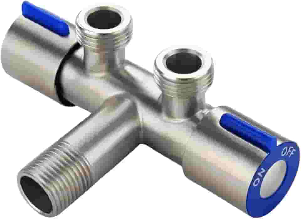 Torneira Dupla T Maquina de Lavar Válvula Dupla duas saídas de àgua Aço Inox para Ducha Higiência e Vaso Sanitário Torneira para Maquina (Prata)