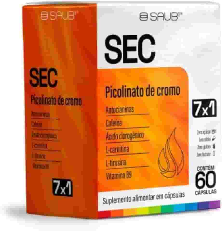 Suplemento Alimentar Picolinato de Cromo Cafeína L-Carnitina Antocianinas e Vitaminas 7x1 em Cápsulas 60 Unidades