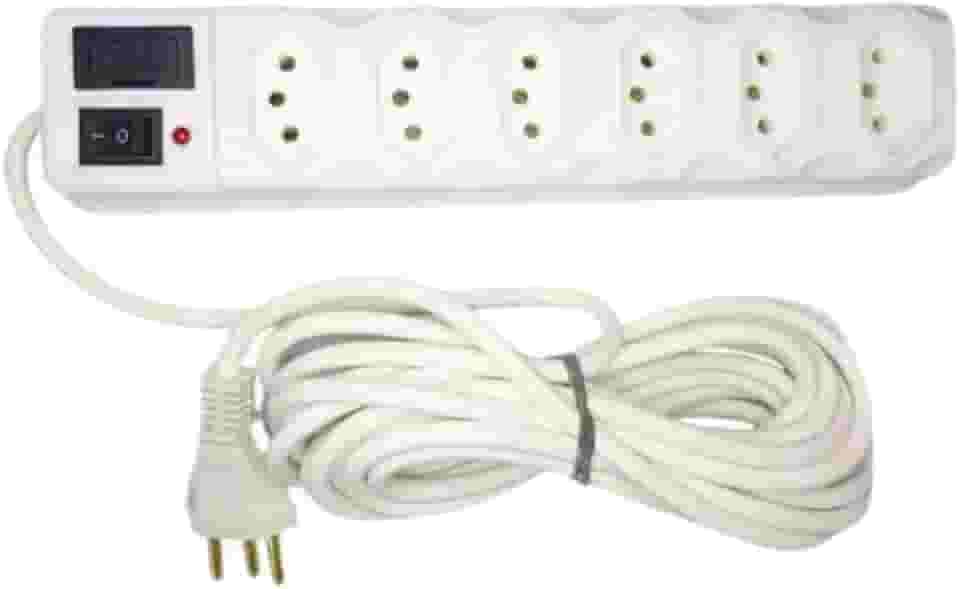 Filtro De Linha 5 Metros Régua Protetor Elétrico 6 Tomadas (Branco, 5 metros)