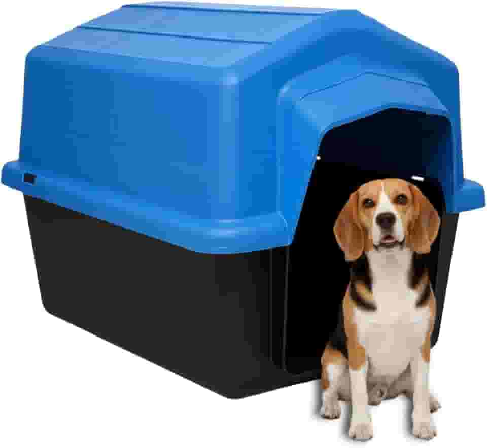 Casinha Plástica Grande Cachorro Grande N5 Uso Externo Interno Caminha | Proteção UV | Raças Pequenas Médias Grandes Até 22kg (Azul)