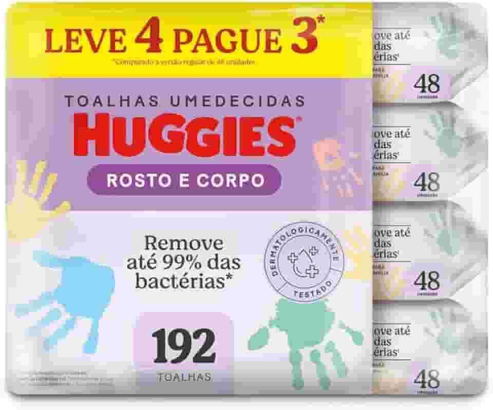 Lenços Umedecidos Huggies One & Done Leve 4 Pague 3 - 192 unidades, Huggies, Verde, pacote de 4