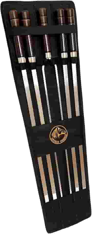 Kit 5 Espetos Artesanais de Alumínio P/Churrasco Com Capa