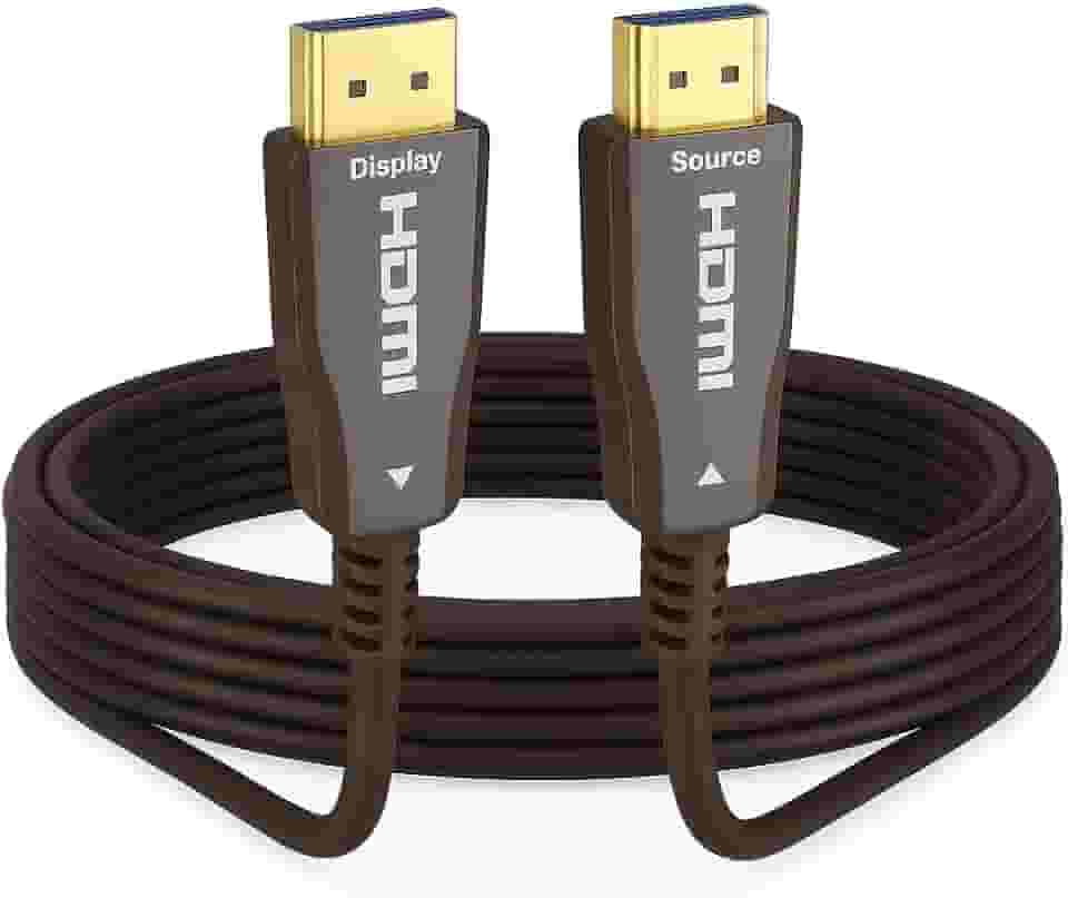 Cabo HDMI 2.1 Fibra Óptica, 8K 60Hz/4K 144Hz, 48Gbps, Compatível com PS5, Xbox, TV, Projetor, 10-100m (50 Metros)