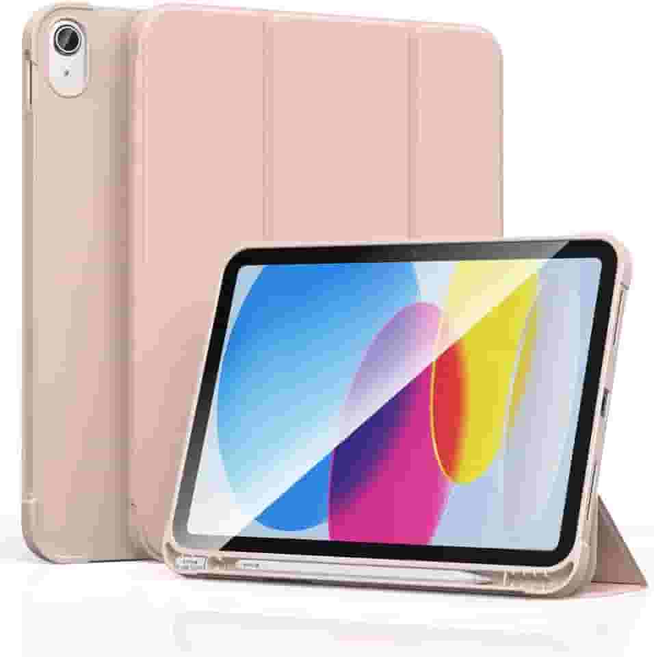 Capa Capinha para iPad 10ª Geração (2022) Com Suporte para Caneta A2696 A2757 A2777 Rosa