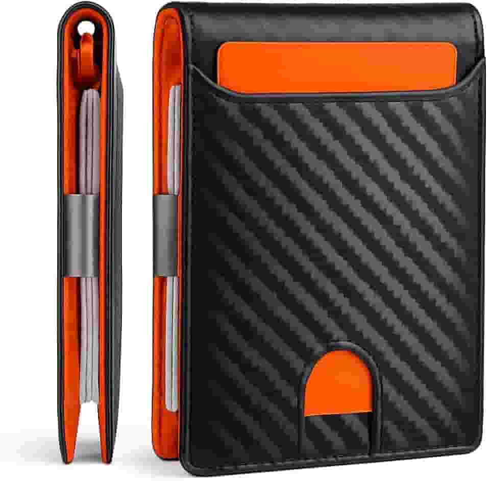 Carteira Slim Minimalista de Alumínio e Fibra de Carbono com Bloqueio RFID e Porta Cartões Compacta