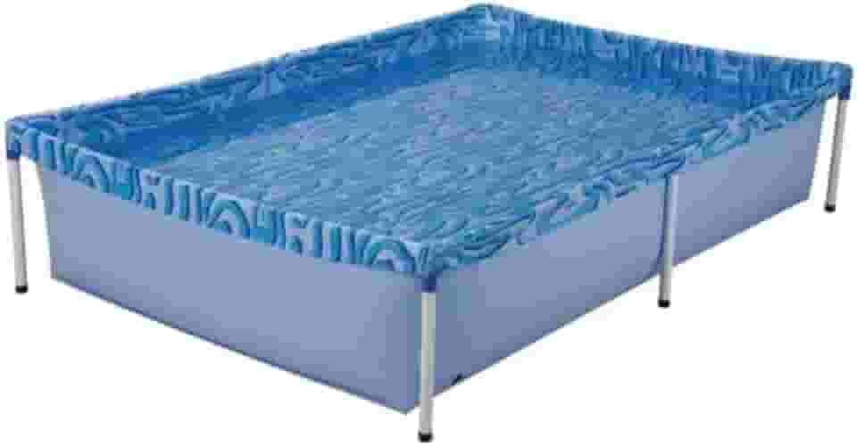 Piscina Retangular Portátil, Azul, 1000 Litros, Estrutura Metálica, Para Crianças e Família, Uso Externo