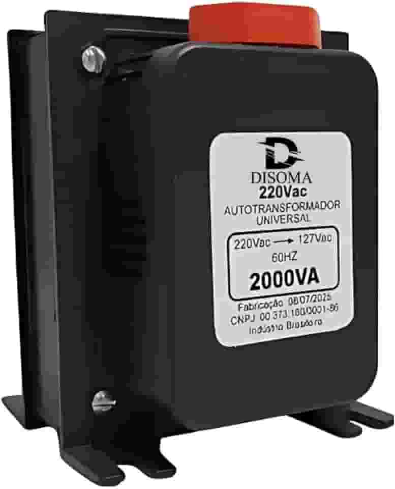 Transformador de Voltagem 2000VA Disoma Bivolt 110V para 220V e 220V para 110V Com Protetor Térmico Suporta até 1100W como ventiladores, geladeiras, frigobares e máquinas de lavar.