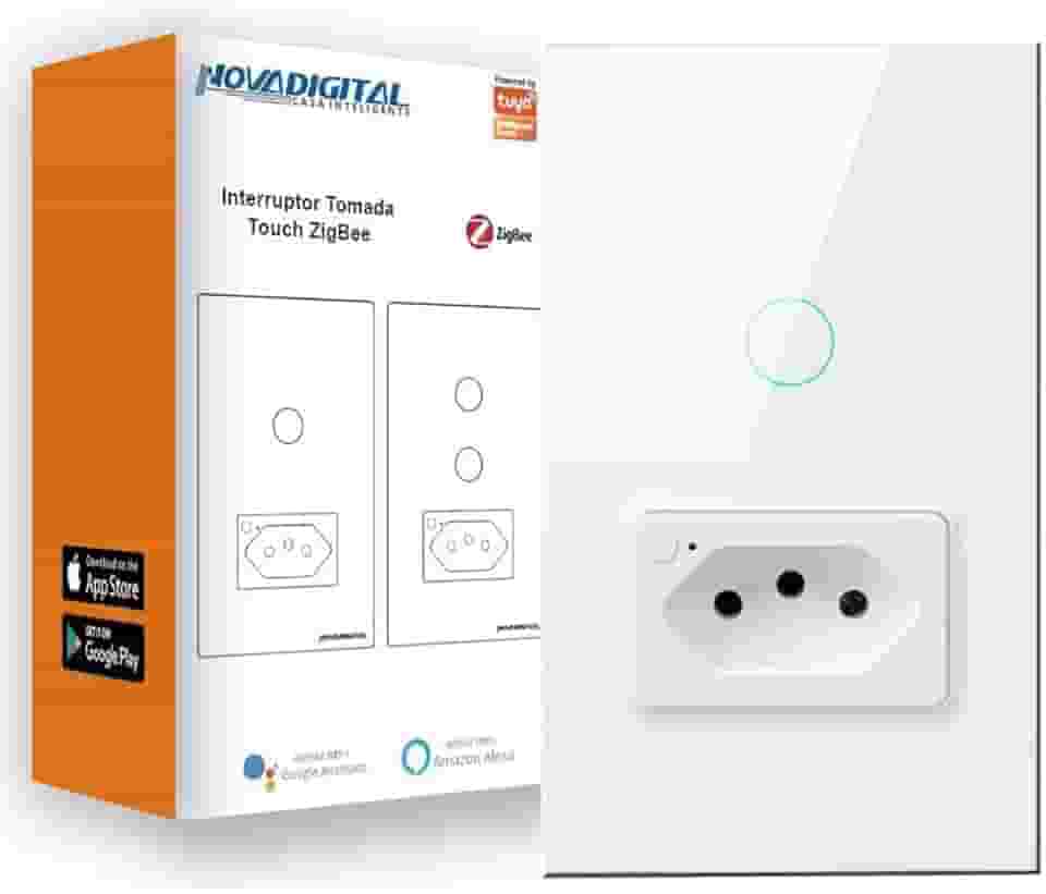 Interruptor Inteligente 1 Botão E 1 Tomada Smart Life Repetidor Zigbee