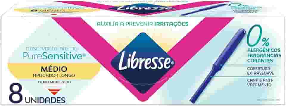 Libresse Pure Sensitive, Absovente interno Médio com Aplicador longo, 8 unidades